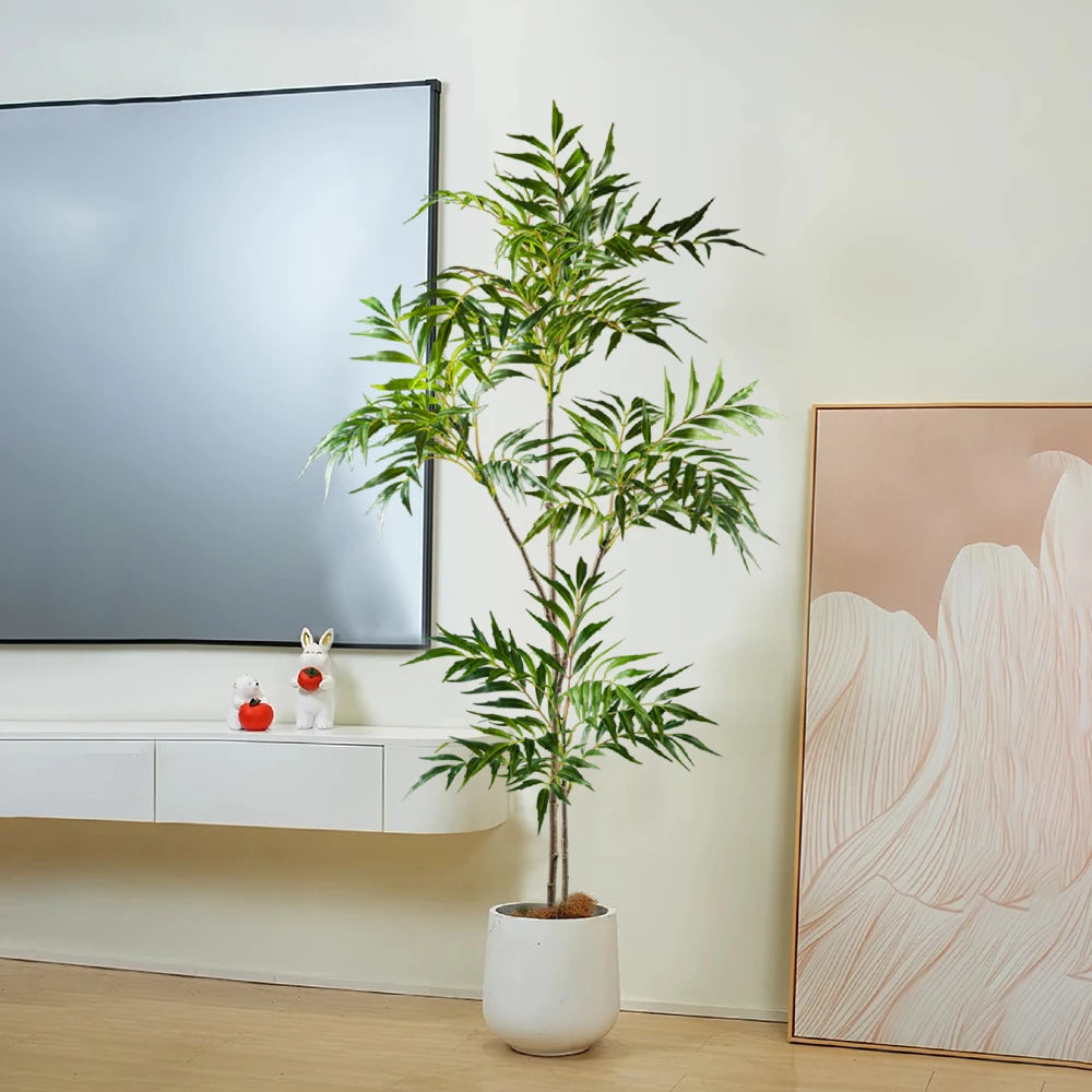 78-140cm Large Artificial Tree Real Touch Palm Tree Plastic Nandina Leaves Faux Tall Bamboo Plants For Home Garden Office Decor