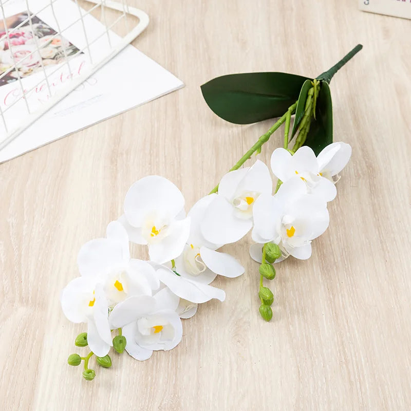 90CM 9-head Artificial Butterfly Orchid Artificial Flower with Adhesive Tape Orchid Home Decoration Living Room Placement