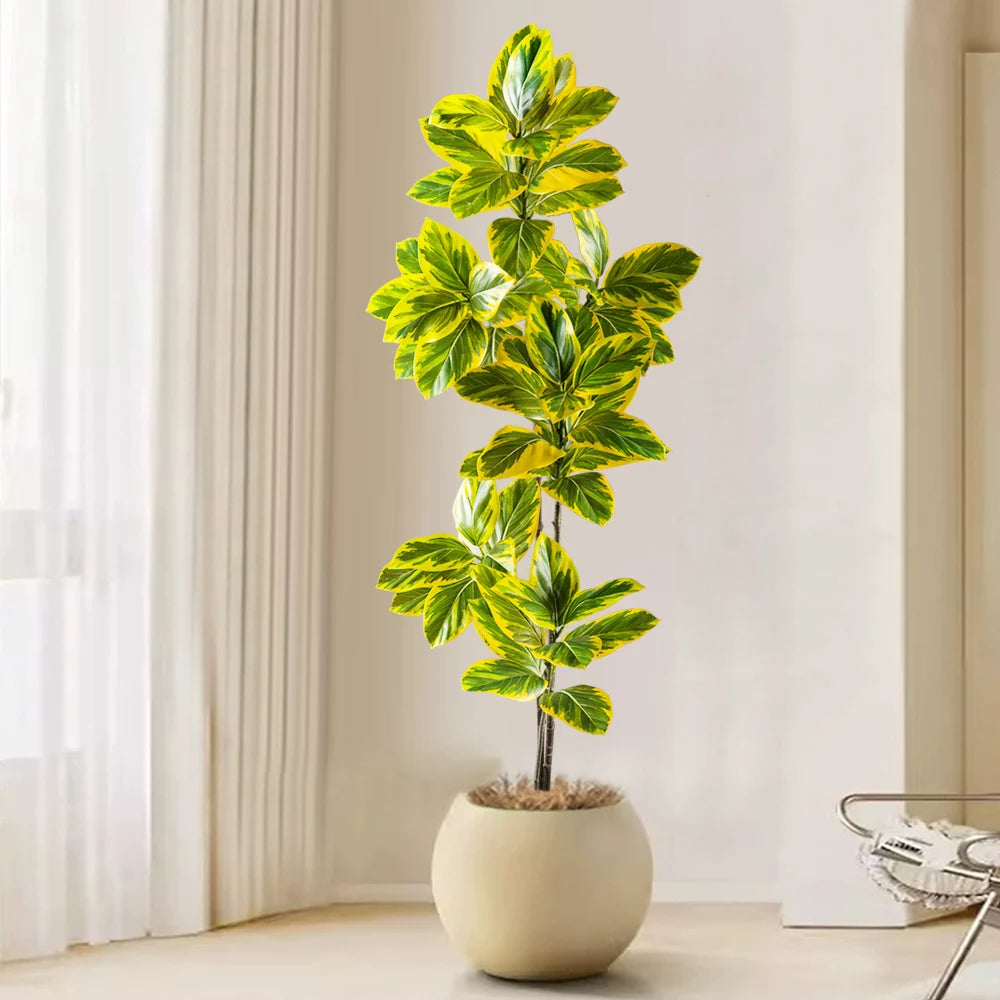 70-130cm Realistic Banyan Tree Branch Magnolia Leaves Tall Rubber Tree Faux Ficus Plants For Home Office Wedding Decor