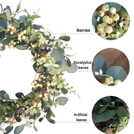 Simulation Artificial Vine Plant Berry Wreath Green Door Hanging Plant Wedding Courtyard Garden Home Party Wall Decoration