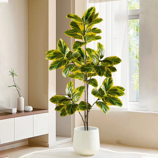 70-130cm Realistic Banyan Tree Branch Magnolia Leaves Tall Rubber Tree Faux Ficus Plants For Home Office Wedding Decor