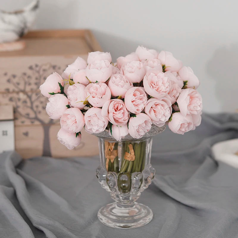 27 heads  Roses Crafted Flowers Silk Bouquet for Table Vase Arrange Home Wedding Decoration Roses Silk Flowers