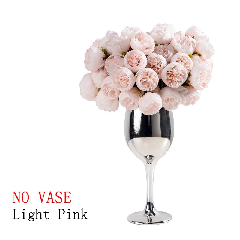 27Heads Peony Artificial Flowers for Home Vase DIY Decor Bride Rose Bouquet Wedding Party Centerpieces Decoration