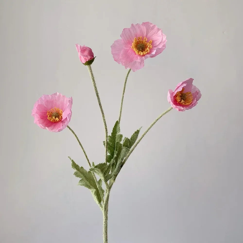 Poppy Flowers Silk Long Stem Housewarming Garden Table Wedding DIY Party Wedding Bridal Bouquet Decor