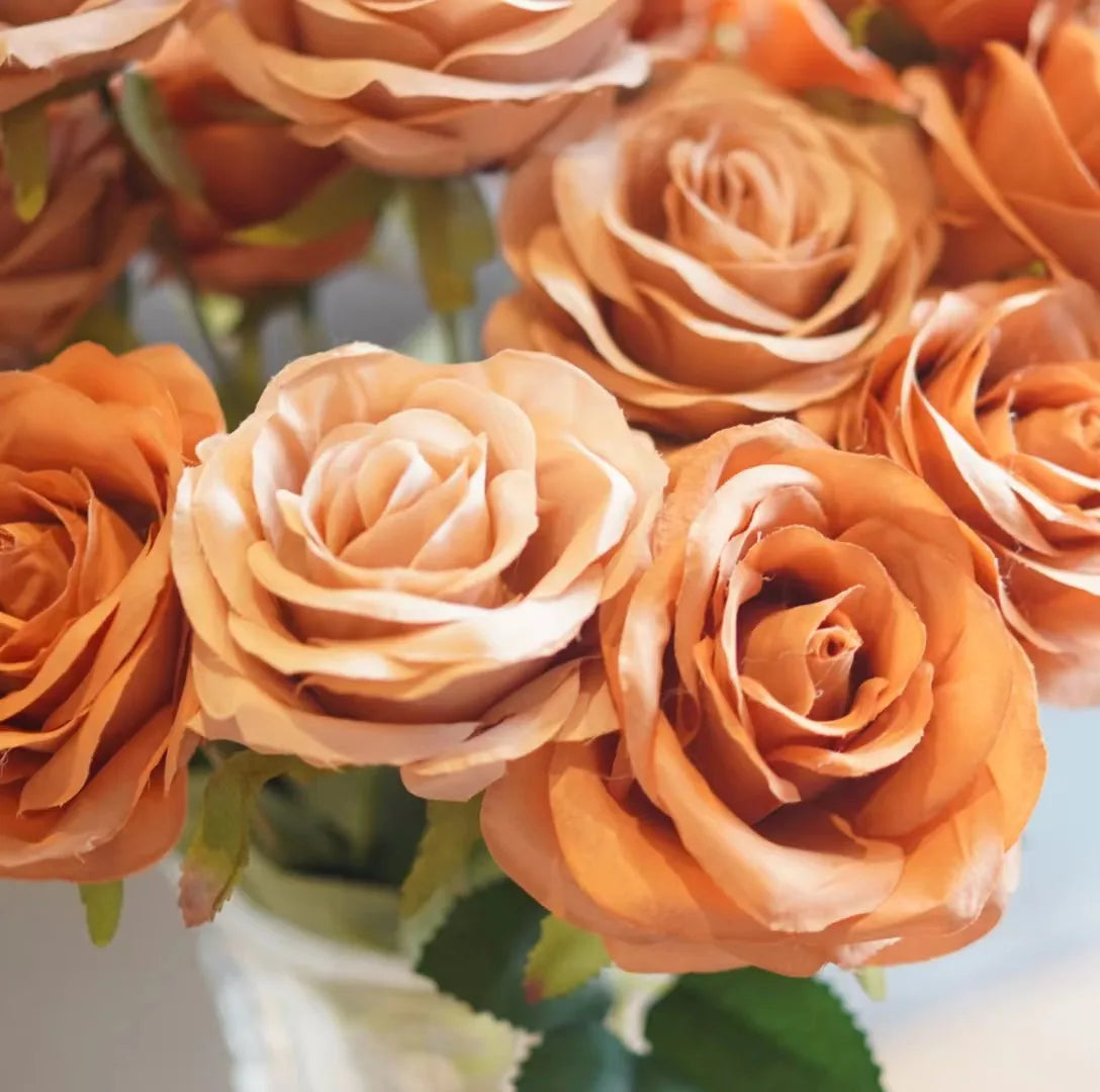 9 Heads Rose Bouquet Artificial Flower Wedding Rose Decor Scene Display Floral
