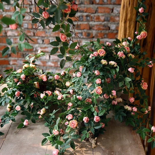 Rose flowers Crafted Hanging Plants Ivy Vine Leaves Greeny Chain Wall Home Room Garden Wedding Garland Outside Decoration