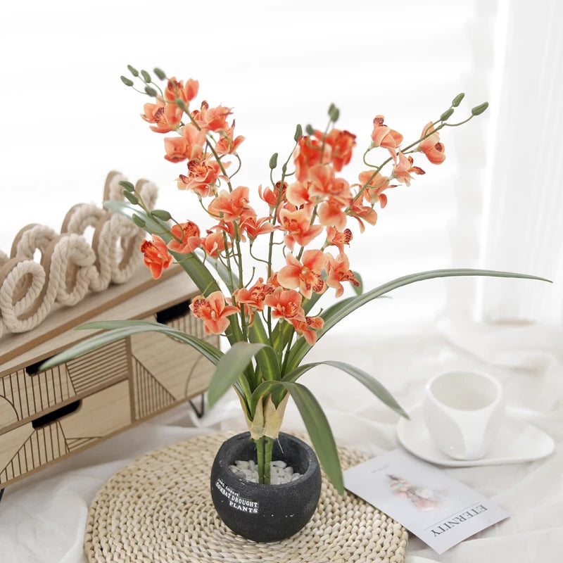 Artificial Orchids High Quality Touch Real Flower Bouquet Home Garden Decoration Fake Plants Wedding Decor Valentine's Day Gift