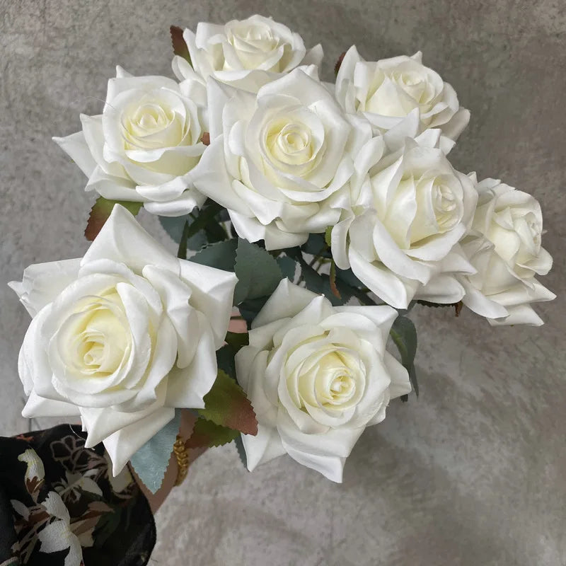 9roses/bunch  Aritificial rose small rose living room decoration simulated dry flower dining table flower home decoration