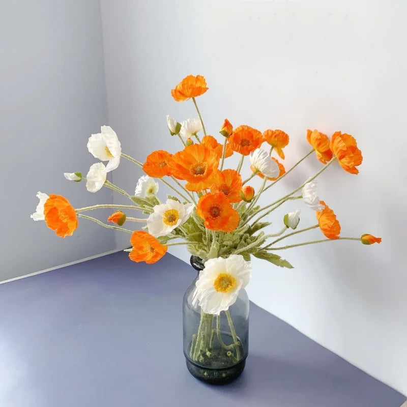 Poppy Flowers Silk Long Stem Housewarming Garden Table Wedding DIY Party Wedding Bridal Bouquet Decor