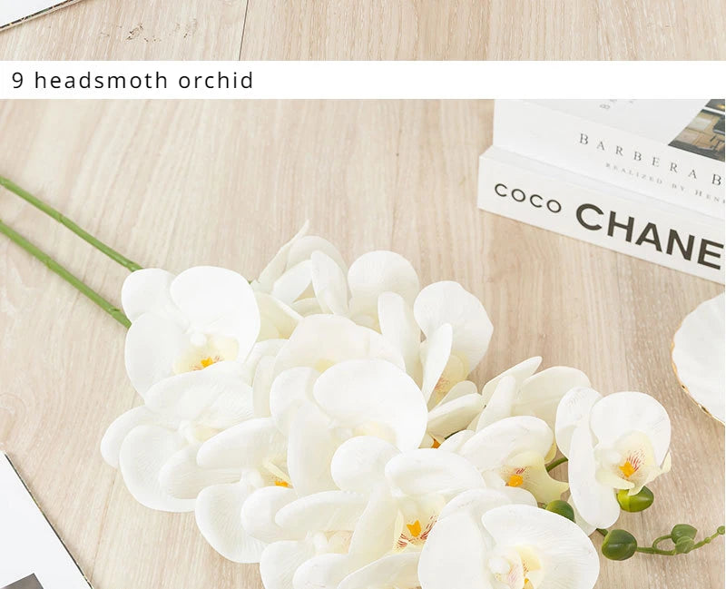 90CM 9-head Artificial Butterfly Orchid Artificial Flower with Adhesive Tape Orchid Home Decoration Living Room Placement