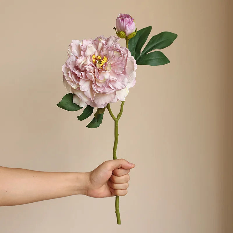 2 Head Peony Artificial Flowers Silk Rose Fake Flower Wedding Party Events Decoration Elegant Peony Simulation Plants Home Decor