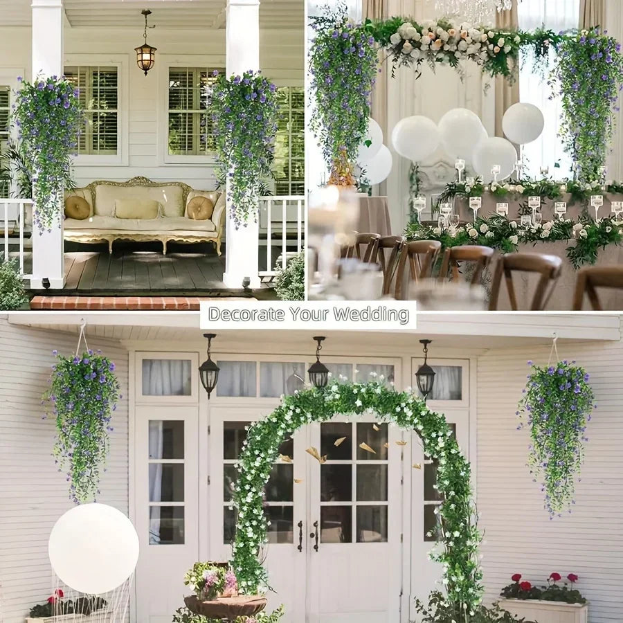 3pcs Realistic Hanging Plants Hanging Plant Experly Engineered Eucalyptus Leaf Greenery Vine Outdoor UV Resistant Plastic Plants