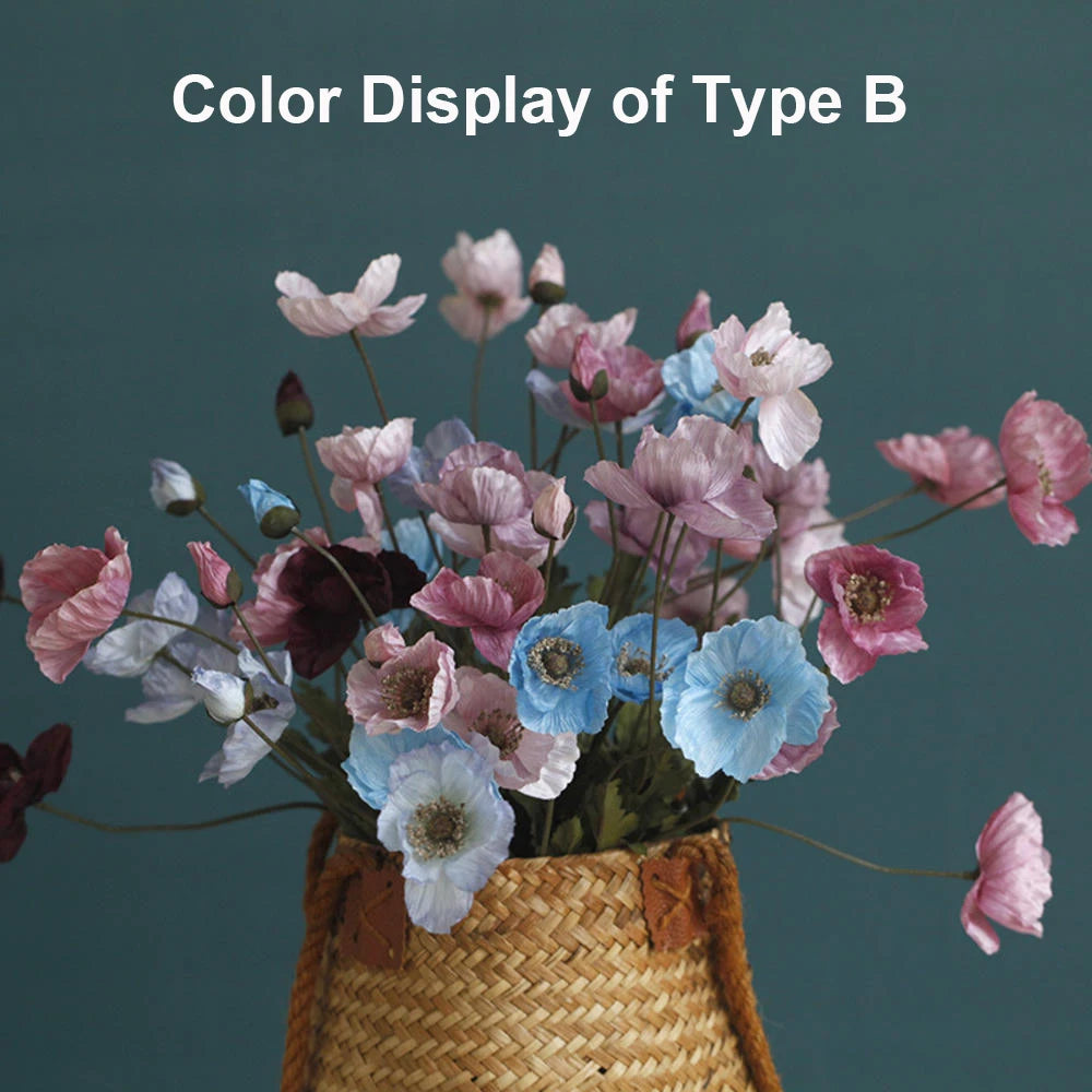 Poppy Flowers Silk Long Stem Housewarming Garden Table Wedding DIY Party Wedding Bridal Bouquet Decor