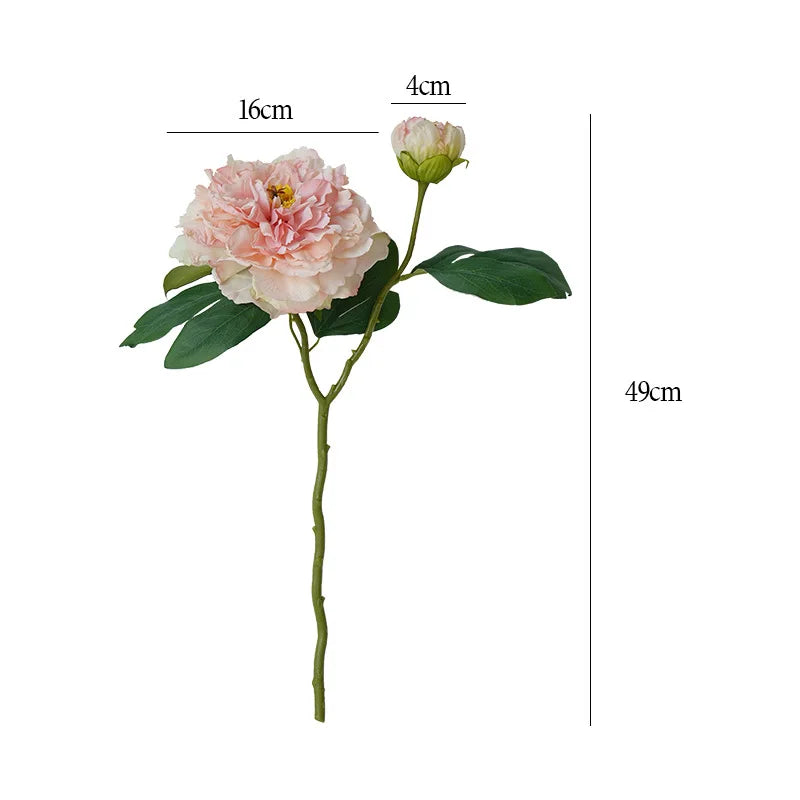 2 Head Peony Artificial Flowers Silk Rose Fake Flower Wedding Party Events Decoration Elegant Peony Simulation Plants Home Decor