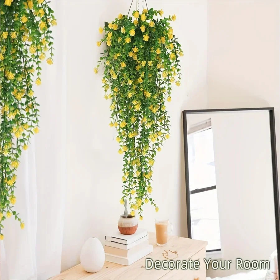 3pcs Realistic Hanging Plants Hanging Plant Experly Engineered Eucalyptus Leaf Greenery Vine Outdoor UV Resistant Plastic Plants