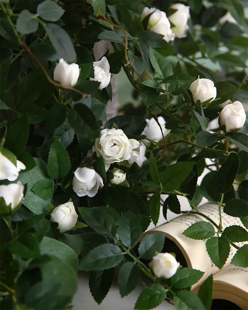 Rose flowers Crafted Hanging Plants Ivy Vine Leaves Greeny Chain Wall Home Room Garden Wedding Garland Outside Decoration
