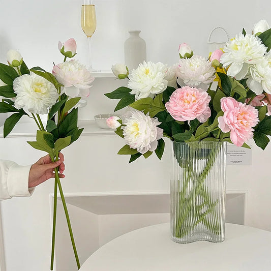72CM 3-head Paeonia Peony Artificial Flowers Home Decoration Wedding Decoration Photography Props Lotus Silk Flowers