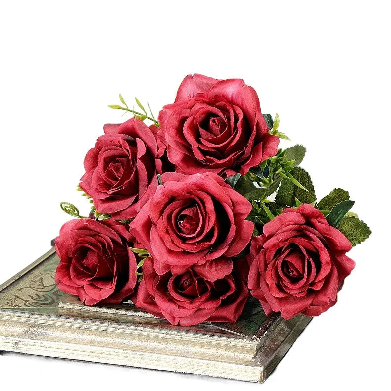 High-quality Silk Rose Artificial Flowers for Home Decor, Wedding Decoration, Big and Realistic.