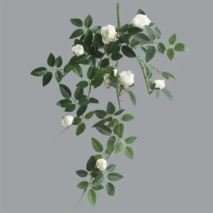 Rose flowers Crafted Hanging Plants Ivy Vine Leaves Greeny Chain Wall Home Room Garden Wedding Garland Outside Decoration