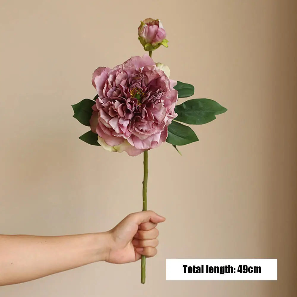 2 Head Peony Artificial Flowers Silk Rose Fake Flower Wedding Party Events Decoration Elegant Peony Simulation Plants Home Decor
