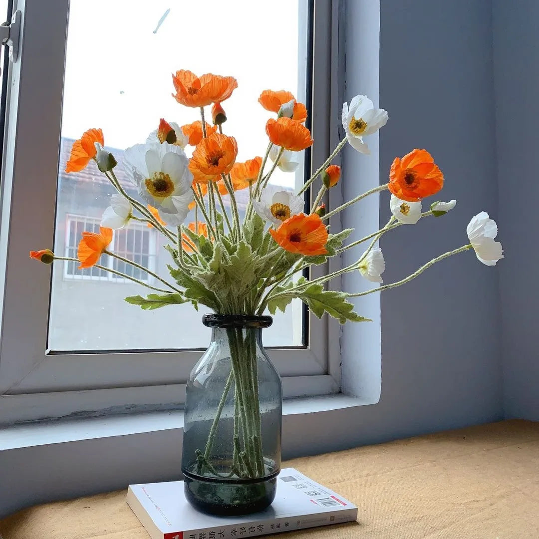 Poppy Flowers Silk Long Stem Housewarming Garden Table Wedding DIY Party Wedding Bridal Bouquet Decor