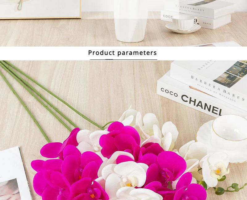 90CM 9-head Artificial Butterfly Orchid Artificial Flower with Adhesive Tape Orchid Home Decoration Living Room Placement