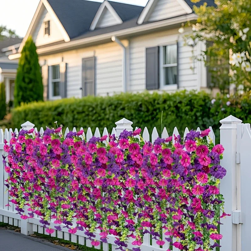 2pcs UV-Resistant Artificial Morning Glory & Eucalyptus Hanging Decor - Perfect for Home, Garden, Weddings | Versatile Outdoor