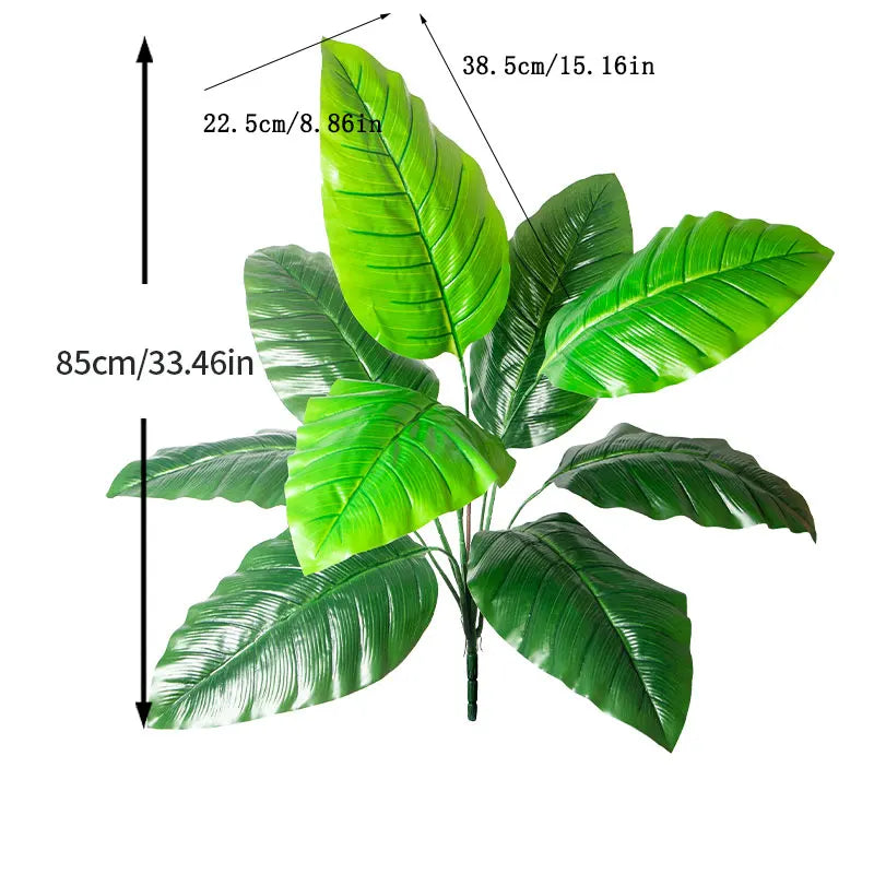 67-85cm Large Artificial Palm Tree Hand Crafted Plant Branch Tropical Banana Leaves Green Fabrical Monstera Leafs For Home Garden Decor