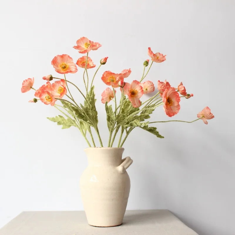 Poppy Flowers Silk Long Stem Housewarming Garden Table Wedding DIY Party Wedding Bridal Bouquet Decor