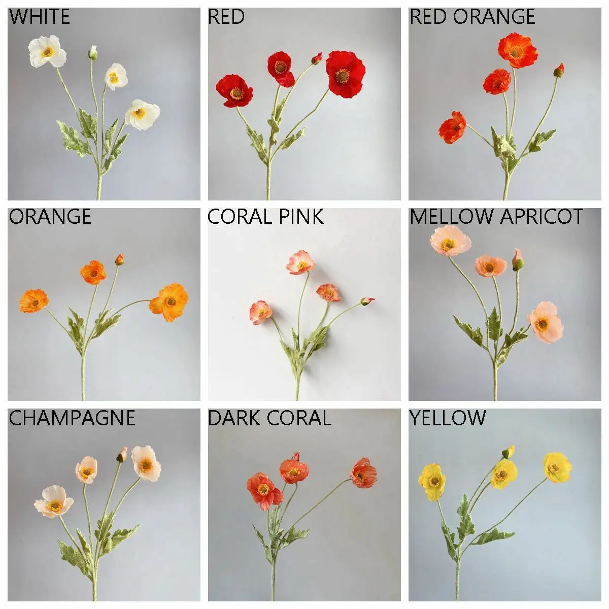 Poppy Flowers Silk Long Stem Housewarming Garden Table Wedding DIY Party Wedding Bridal Bouquet Decor