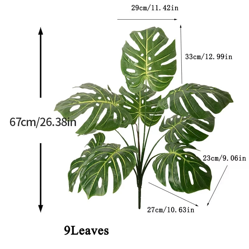 67-85cm Large Artificial Palm Tree Hand Crafted Plant Branch Tropical Banana Leaves Green Fabrical Monstera Leafs For Home Garden Decor