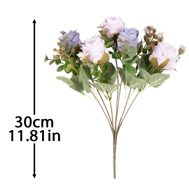 Timeless Rose Flowers Bouquet Silk Roses Wedding Home Table Decoration Arrange Crafted Plants Valentine's Day Present Supplies