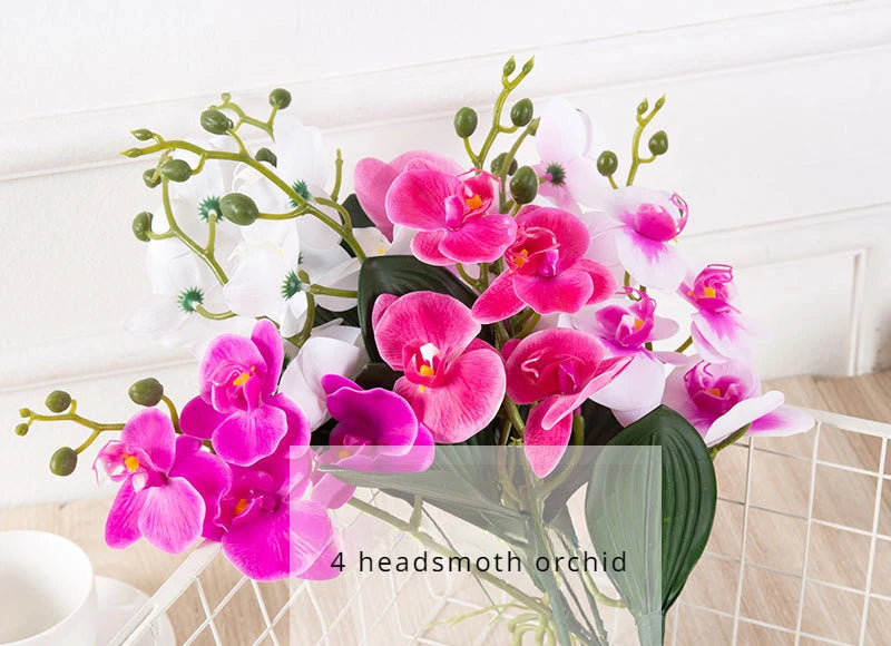 90CM 9-head Artificial Butterfly Orchid Artificial Flower with Adhesive Tape Orchid Home Decoration Living Room Placement