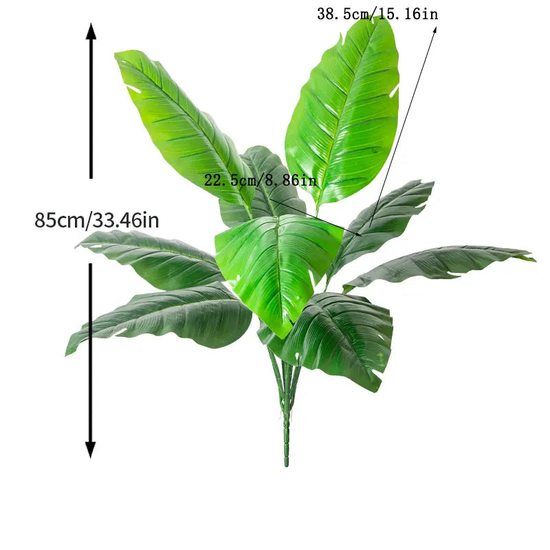 67-85cm Large Artificial Palm Tree Hand Crafted Plant Branch Tropical Banana Leaves Green Fabrical Monstera Leafs For Home Garden Decor