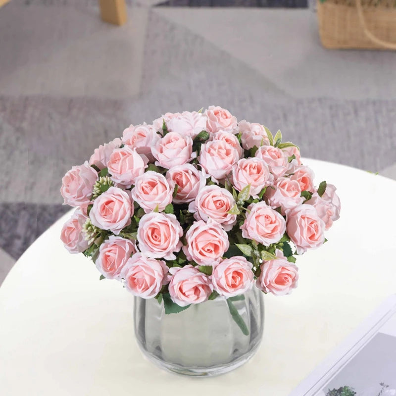 Silk Flowers Ten Head Rose Bundle Scrapbook Valentine Wedding Outdoor Garden Party Family Room Vase Decoration