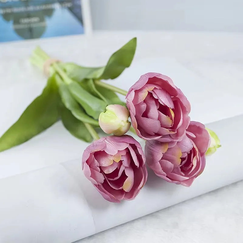 New Silicone Tulip Faux Flower Real Touch Bouquet 40CM Luxury Home Decorative Flowers Living Room Deco Flores Fake Plant