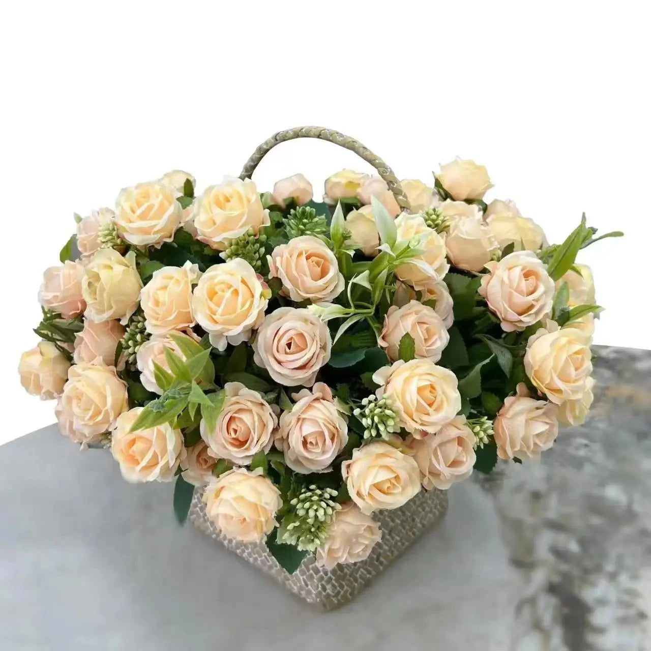 10 Heads Rose Bouquet Lifelike Flowers Western Rose Wedding Decoration 6 Colors