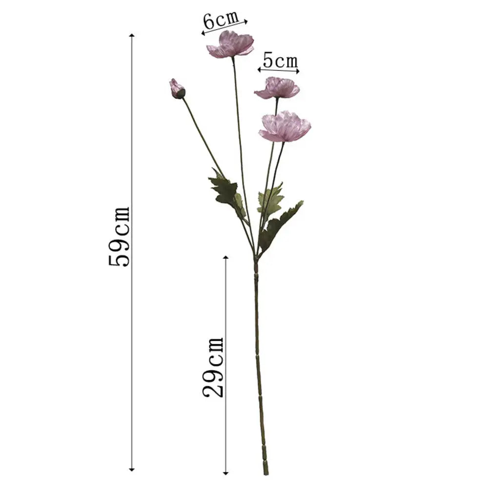 Poppy Flowers Silk Long Stem Housewarming Garden Table Wedding DIY Party Wedding Bridal Bouquet Decor