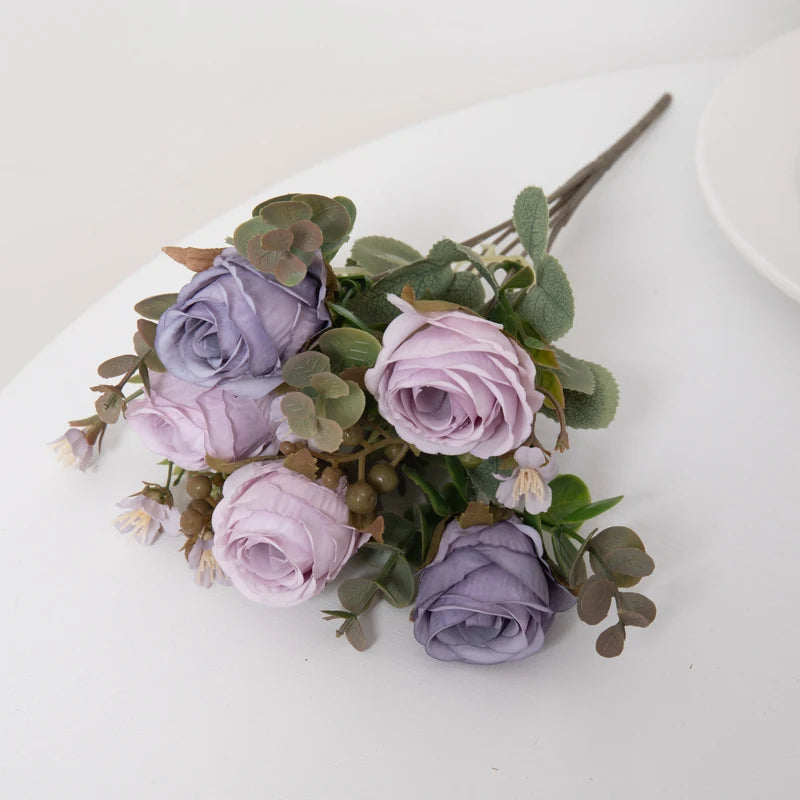 Timeless Rose Flowers Bouquet Silk Roses Wedding Home Table Decoration Arrange Crafted Plants Valentine's Day Present Supplies