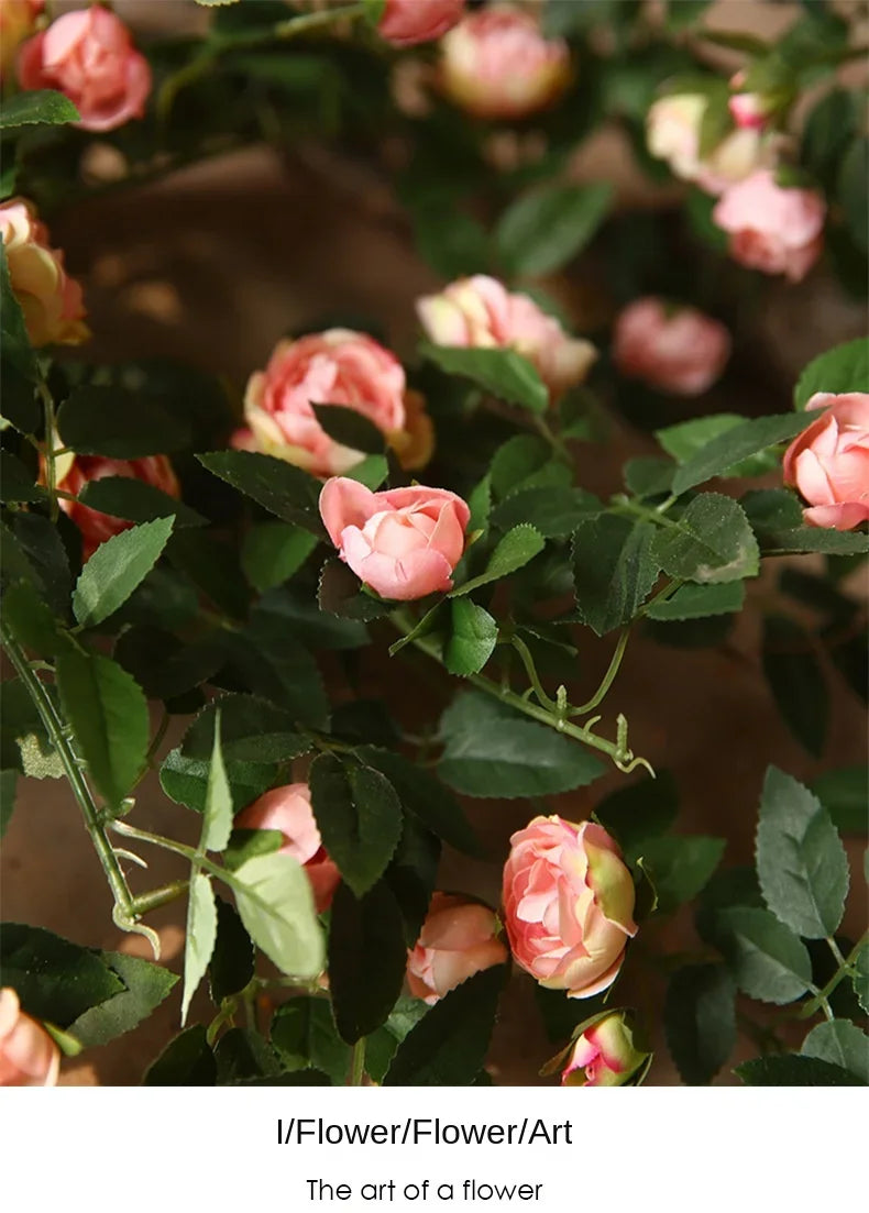 Rose flowers Crafted Hanging Plants Ivy Vine Leaves Greeny Chain Wall Home Room Garden Wedding Garland Outside Decoration