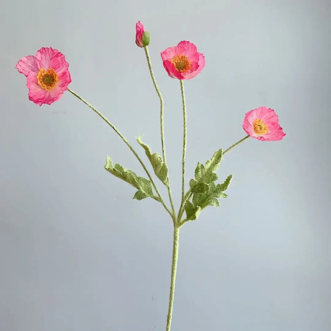 Poppy Flowers Silk Long Stem Housewarming Garden Table Wedding DIY Party Wedding Bridal Bouquet Decor