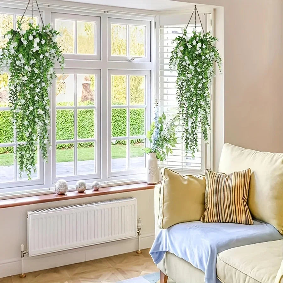 3pcs Realistic Hanging Plants Hanging Plant Experly Engineered Eucalyptus Leaf Greenery Vine Outdoor UV Resistant Plastic Plants