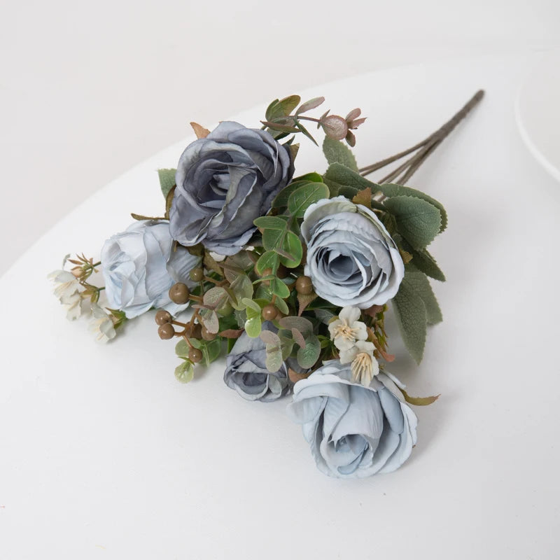 Timeless Rose Flowers Bouquet Silk Roses Wedding Home Table Decoration Arrange Crafted Plants Valentine's Day Present Supplies