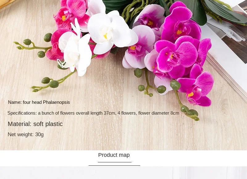 90CM 9-head Artificial Butterfly Orchid Artificial Flower with Adhesive Tape Orchid Home Decoration Living Room Placement