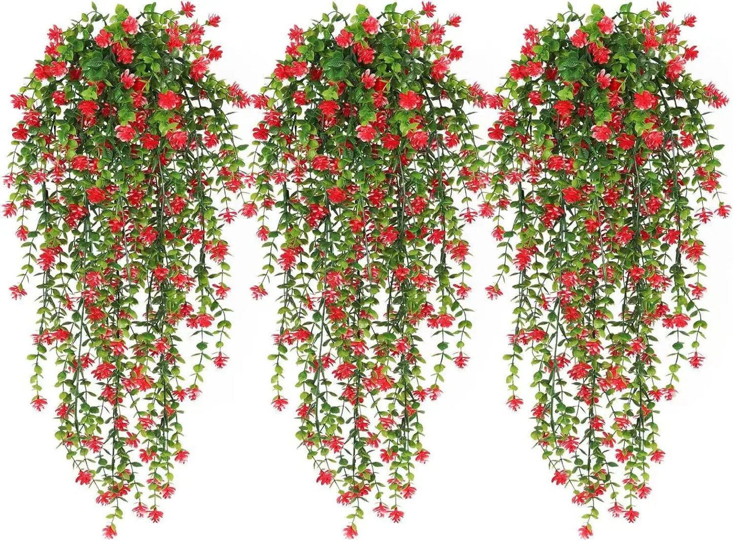 3pcs Realistic Hanging Plants Hanging Plant Experly Engineered Eucalyptus Leaf Greenery Vine Outdoor UV Resistant Plastic Plants
