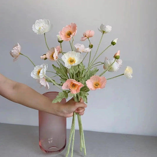 Poppy Flowers Silk Long Stem Housewarming Garden Table Wedding DIY Party Wedding Bridal Bouquet Decor