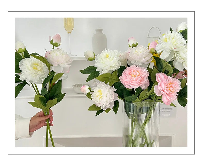 72CM 3-head Paeonia Peony Artificial Flowers Home Decoration Wedding Decoration Photography Props Lotus Silk Flowers