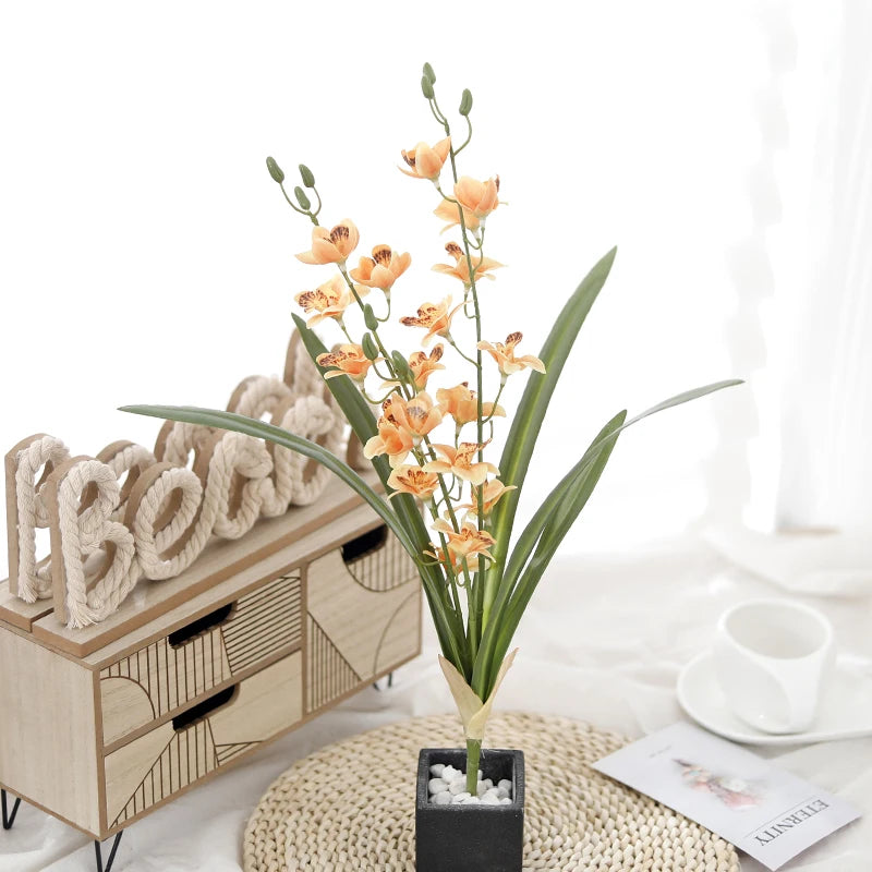 Artificial Orchids High Quality Touch Real Flower Bouquet Home Garden Decoration Fake Plants Wedding Decor Valentine's Day Gift