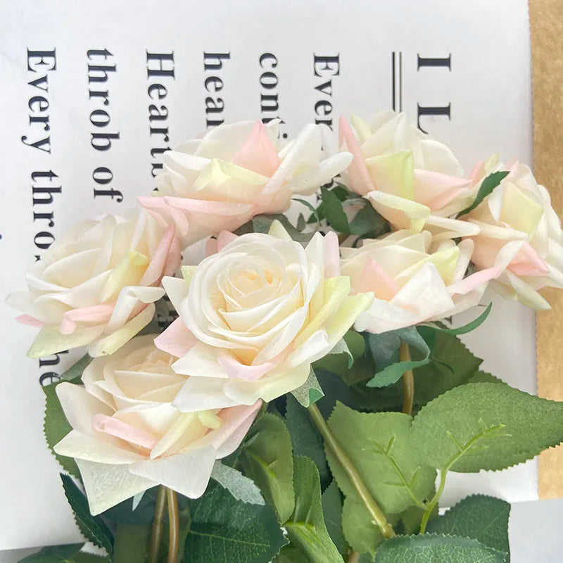 Latex Real Touch Rose Flowers, Kitchen, Birthday Party Decor, Home Decorations Branch, 12 PCs/Lot