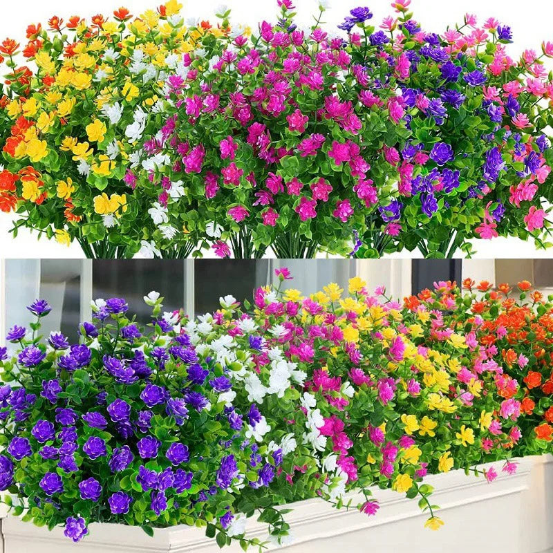 1 Bundle Crafted Flowers Outdoor UV Resistant Shrubs Plants Realistic Home Garden Outdoor Ceremony Wedding Arch Floral Decoration